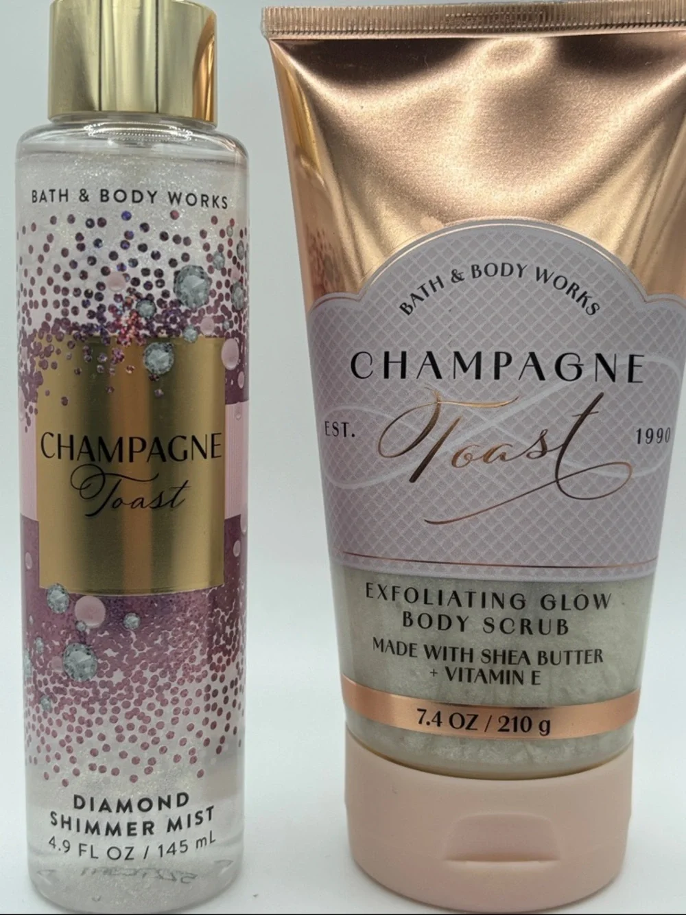 Bath & Body Works Champagne Toast Diamond Shimmer Mist & Exfoliating Glow Scrub